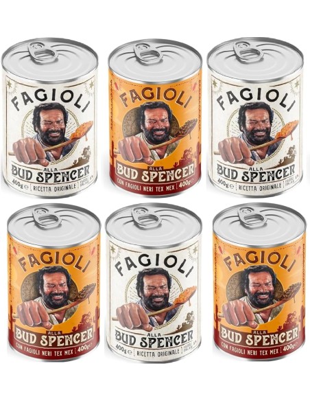 Fagioli alla Bud Spencer - 3 Barattoli ORIGINAL e 3 Barattoli NERI TEX MEX da 400gr