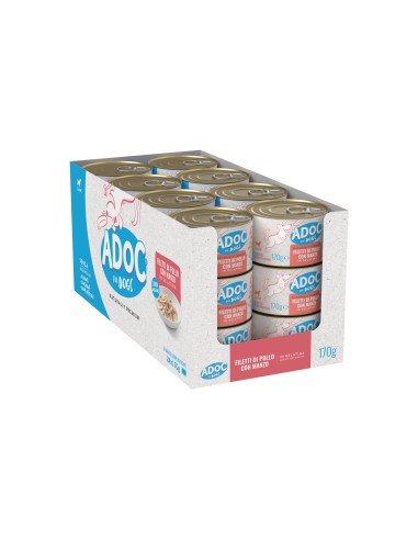 ADoC Perro Perro Pollo con Ternera - 24 Latas de 170gr - Alimento para Mascotas