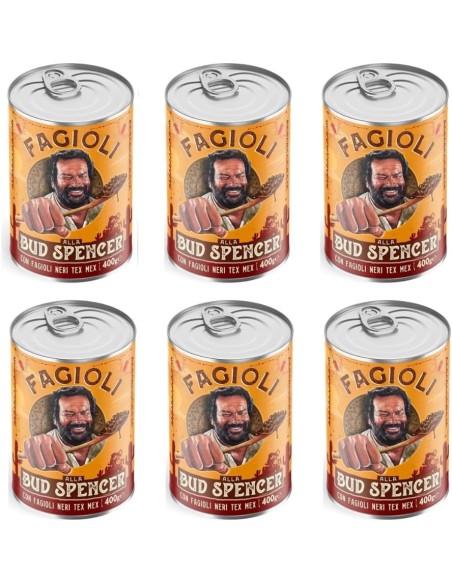 Fagioli alla Bud Spencer - 6 Barattoli NERI TEX MEX da 400gr