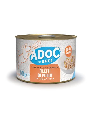 ADoC Hundefutter für Hunde MIX 4 Thunfisch Huhn Rindfleisch Ente - 24 Dosen 170gr - Petfood