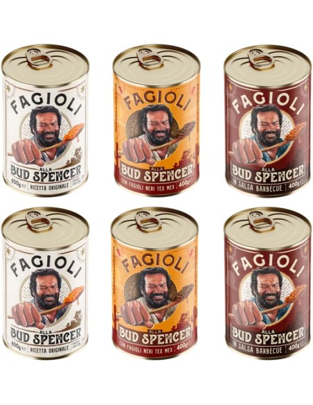 Fagioli alla Bud Spencer - 2 Barattoli ORIGINAL 2 NERI TEX MEX e 2 SALSA BARBECUE BBQ da 400gr