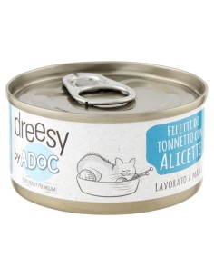 Dreesy ADoC Cibo Umido Per Gatti Cat Gatto Filetti Di Tonnetto con Alicette - 24 Lattine da 85 grammi