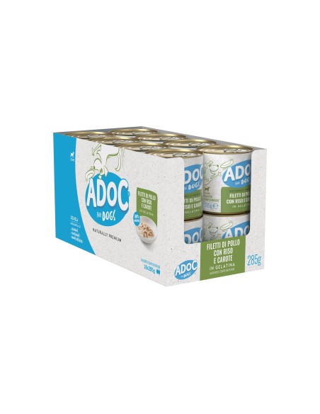 ADoC Perro Perro Pollo con Arroz y Zanahorias - 16 Latas de 285gr - Alimento para Mascotas