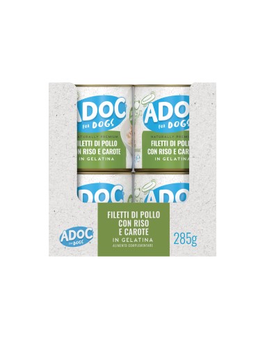 ADoC Perro Perro Pollo con Arroz y Zanahorias - 16 Latas de 285gr - Alimento para Mascotas