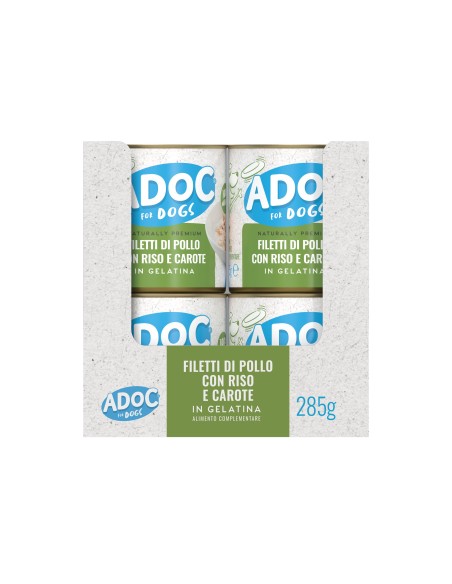 ADoC Perro Perro Pollo con Arroz y Zanahorias - 16 Latas de 285gr - Alimento para Mascotas