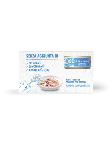 ADoC Cat Gatto MP Tonnetto con Spigola - 8 Box da 6 Lattine da 50gr - Alimenti per Animali