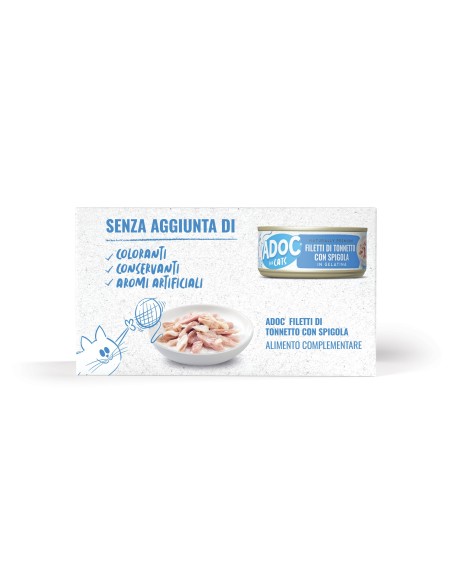 ADoC Cat Gatto MP Tonnetto con Spigola - 8 Box da 6 Lattine da 50gr - Alimenti per Animali