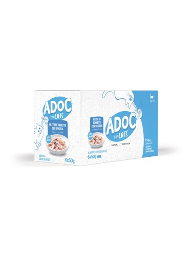 ADoC Cat Gatto MP Tonnetto con Spigola - 8 Box da 6 Lattine da 50gr - Alimenti per Animali