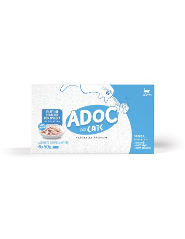 ADoC Cat Gatto MP Tonnetto con Spigola - 8 Box da 6 Lattine da 50gr - Alimenti per Animali