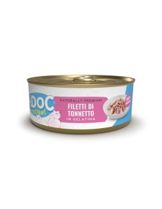 Adoc - Cibo Umido per Gatti Adulti con Ingredienti Naturali - Teneri trancetti di Tonnetto - 10 confezioni da 4 lattine da 50gr