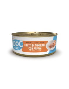 Adoc Cibo Umido per Gatti Adulti Trancetti di Tonnetto con Papaya 10 confezioni da 4 lattine da 50gr
