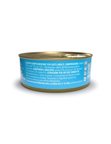 Adoc Cibo Umido per Gatti Adulti con Ingredienti Naturali Trancetti di Tonnetto con Orata - 10 confezioni da 4 lattine da 50gr