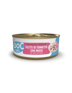 Adoc Cibo Umido per Gatti Adulti con Ingredienti Naturali Trancetti di Tonnetto con Orata - 10 confezioni da 4 lattine da 50gr
