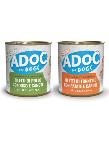 ADoC Dog Wet Food for Dogs Mix Chicken with Rice and Carrots Tuna with Potatoes and Carrots - 16 285gr Cans - Soul Food