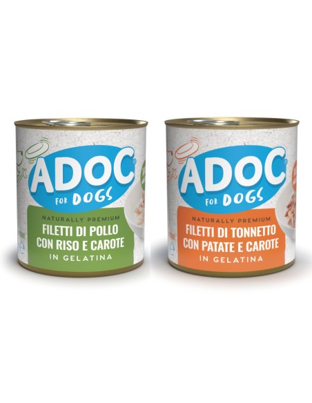 ADoC Dog Wet Food for Dogs Mix Chicken with Rice and Carrots Tuna with Potatoes and Carrots - 16 285gr Cans - Soul Food