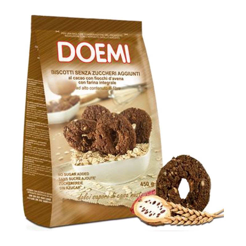 Biscotti Integrali senza Zucchero al Cacao e Fiocchi d'Avena Doemi